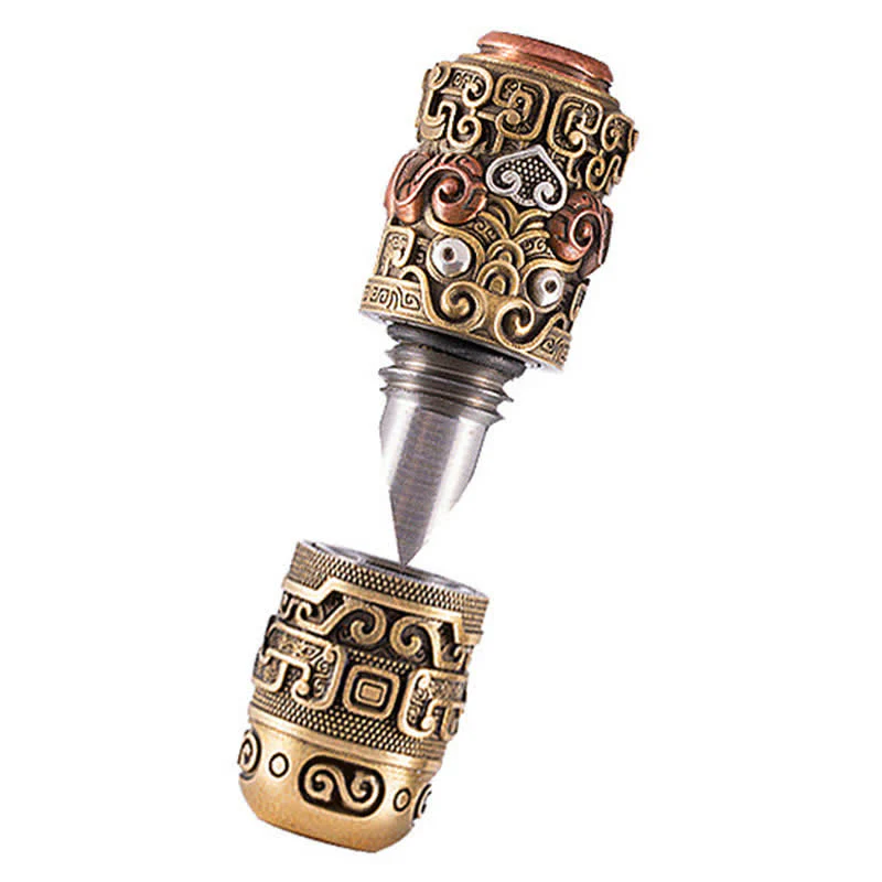 Retro Bronze Ancient Pocket Knife Necklace Keychain - Image 5