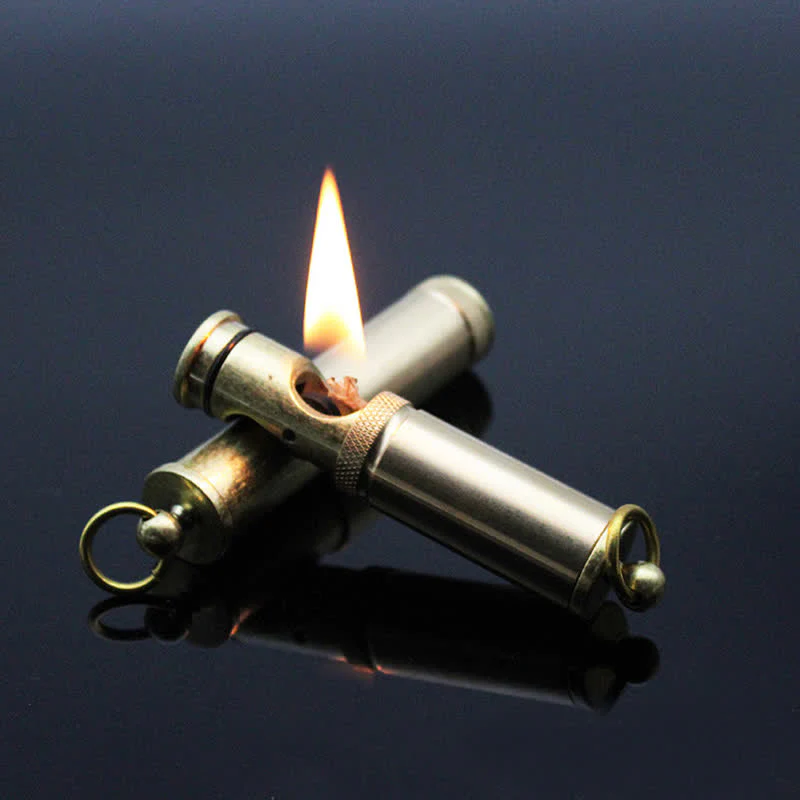 Retro Bronze Keychain Ring Portable Refillable Kerosene Lighter