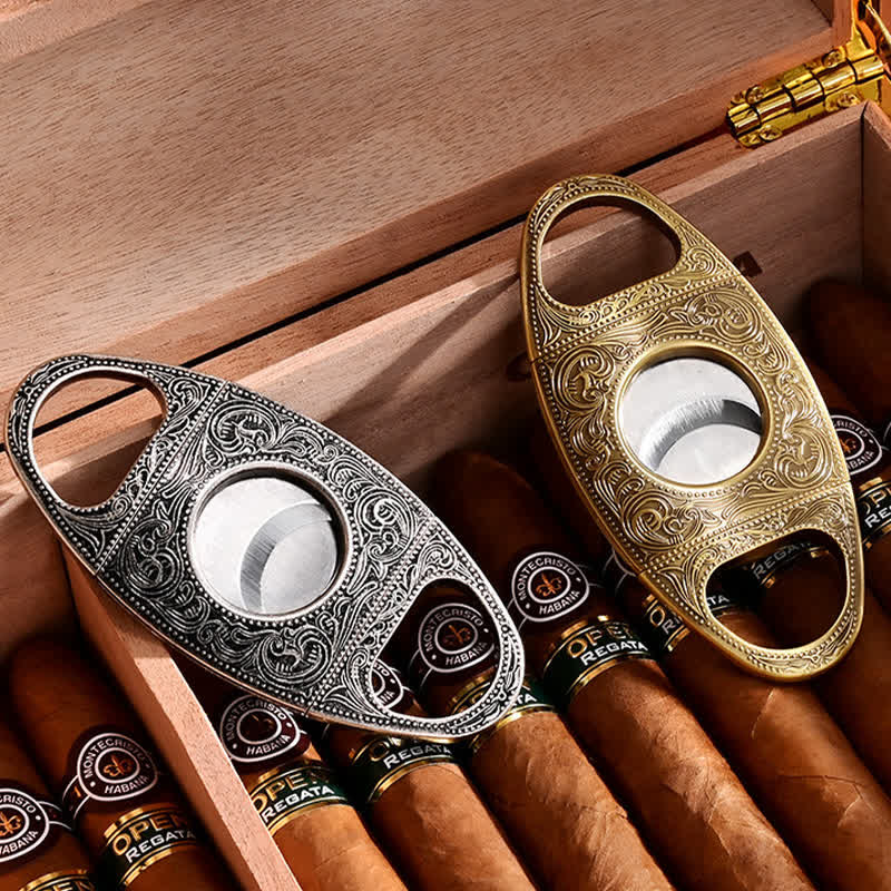 Retro Carved Lighter Set & Cigar Cutter - Image 11