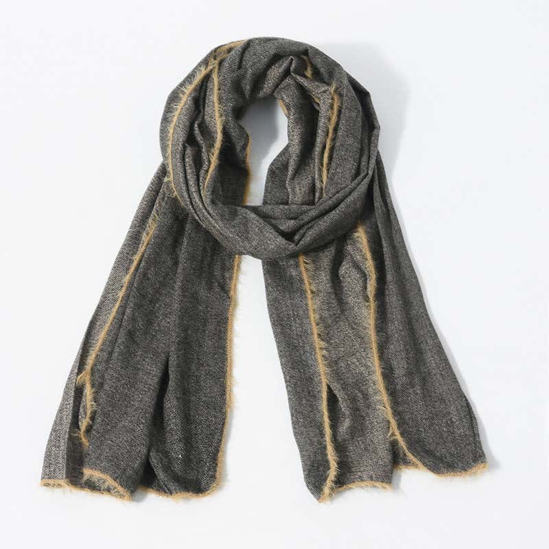 Retro & Chic Solid Color Scarf With Furry Trim