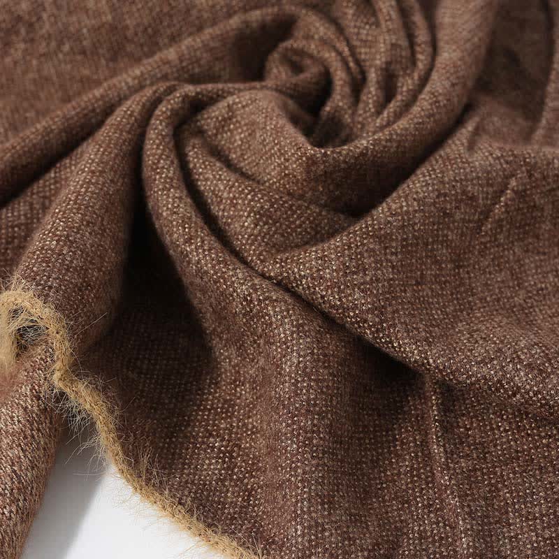 Retro & Chic Solid Color Scarf With Furry Trim - Image 14