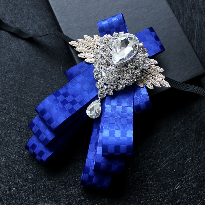 Retro Crystal Rhinestone Dangle Ribbon Bow Tie - Image 16