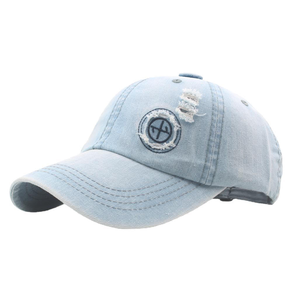 Retro Distressed Denim Ripped Detail Baseball Cap - Image 6