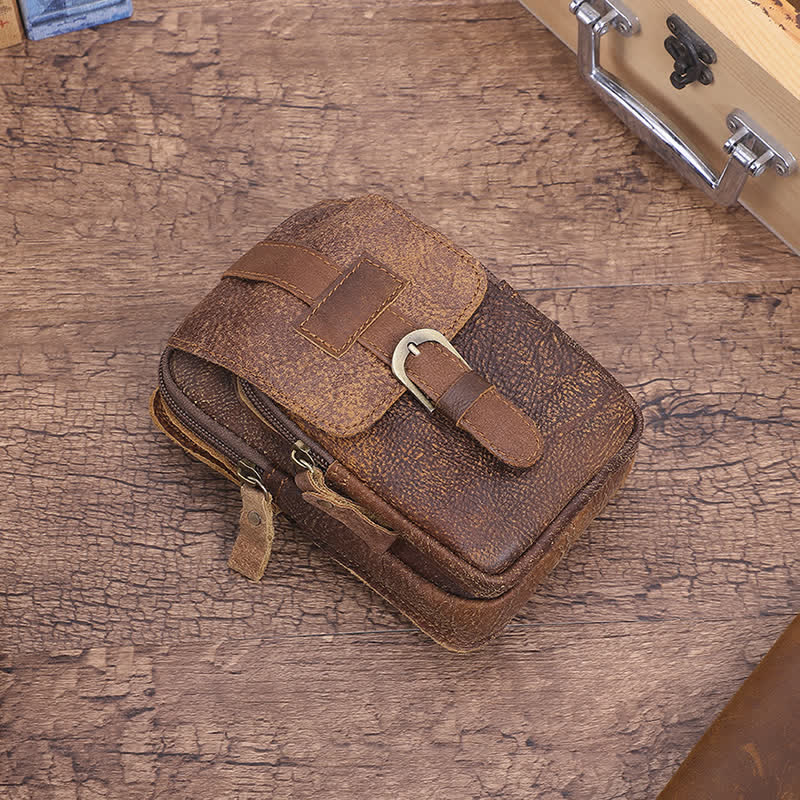 Retro Elegant Travel Fanny Pack Zipper Leather Belt Bag - Image 3