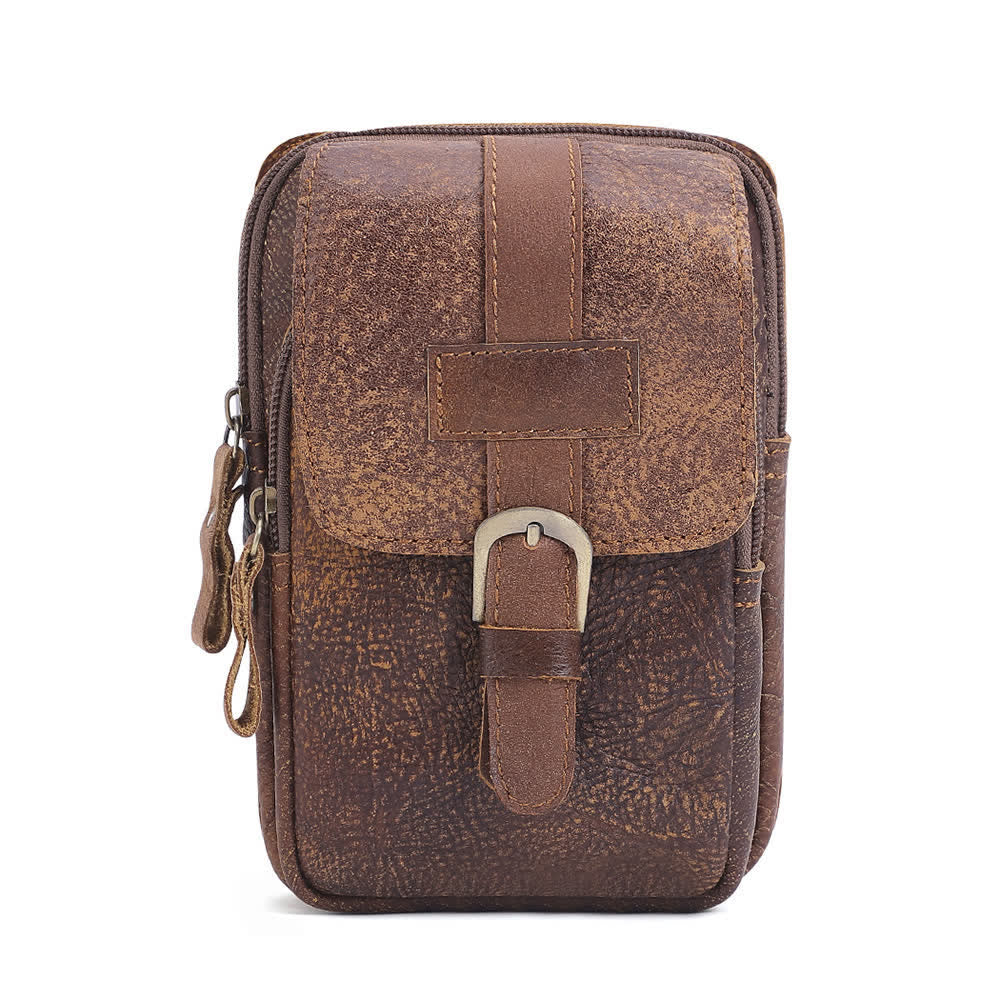 Retro Elegant Travel Fanny Pack Zipper Leather Belt Bag - Image 4