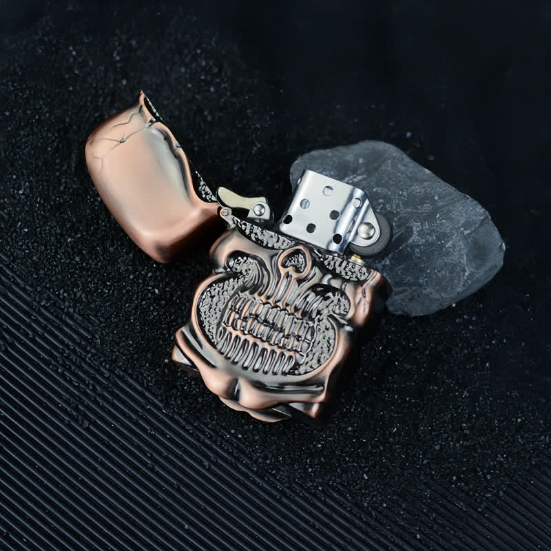 Retro Heavy Duty Armor Skull Refillable Kerosene Lighter - Image 8