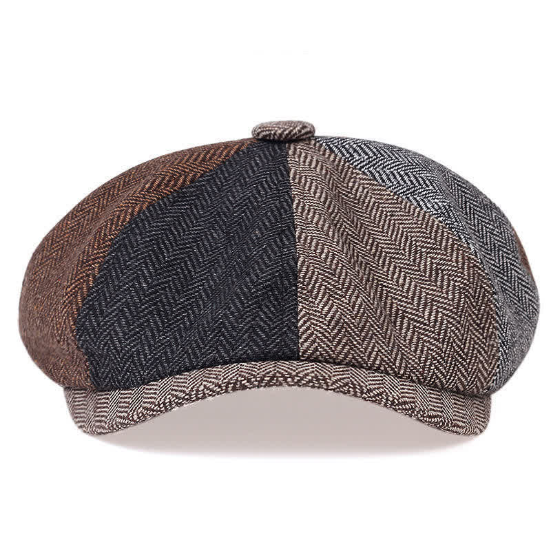 Retro Herringbone Octagonal Beret Hat - Image 3