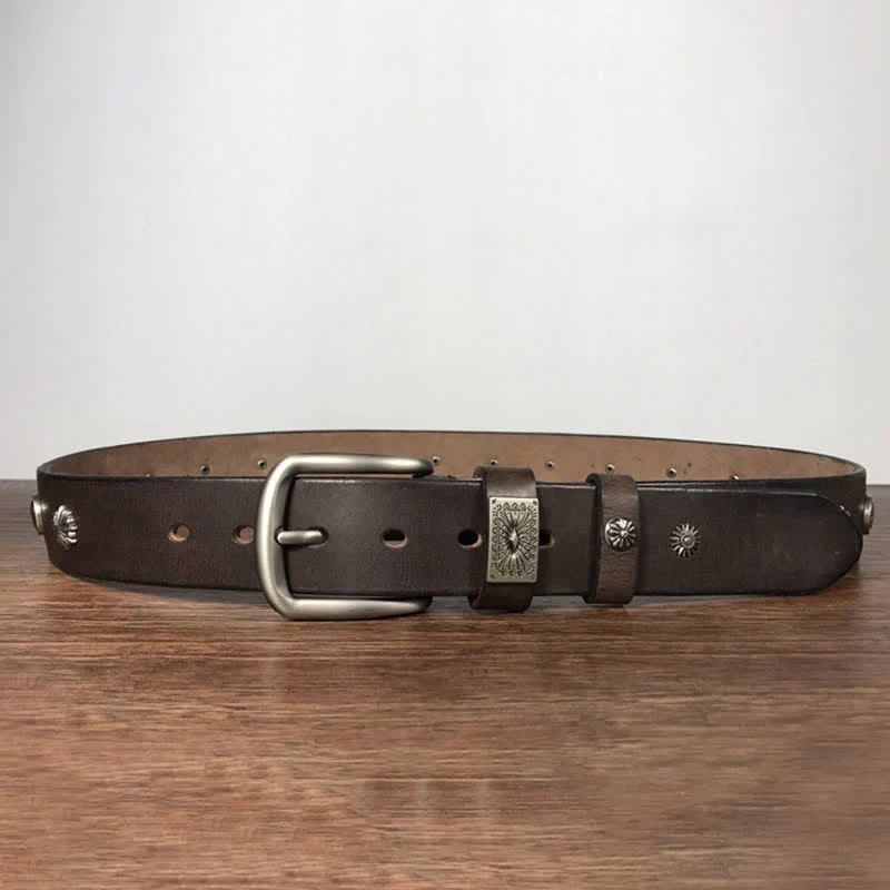 Retro Metal Rivet Studded Casual Jeans Leather Belt - Image 10
