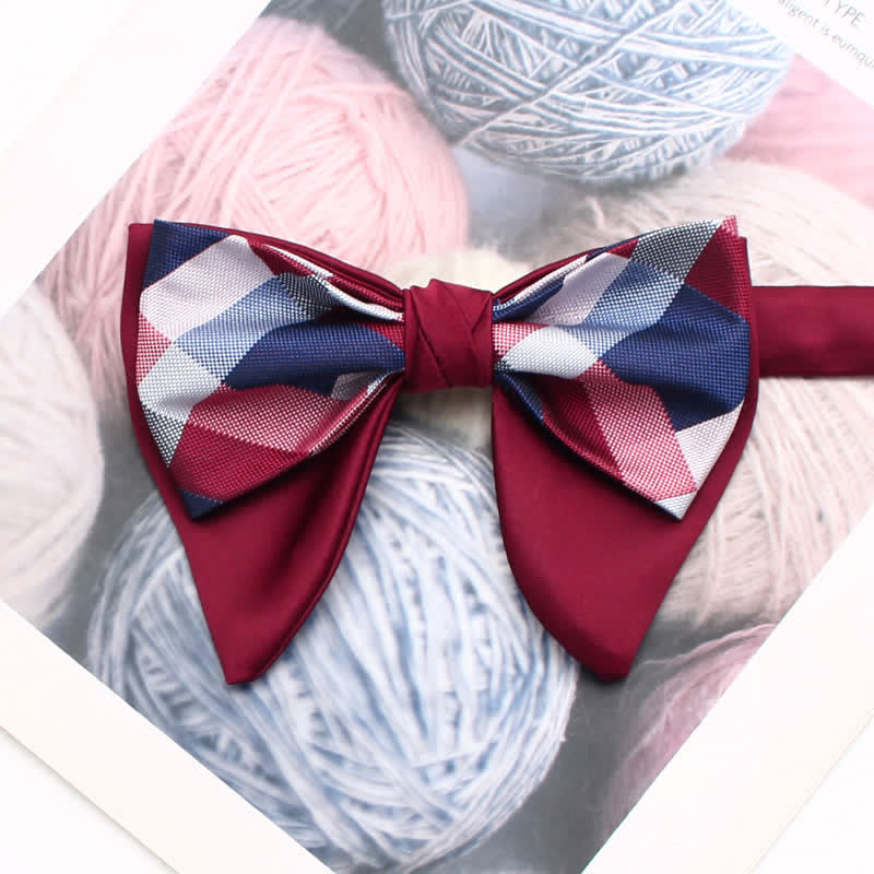 Retro Patternn Double Layers Oversized Pointed Bow Tie - Image 2