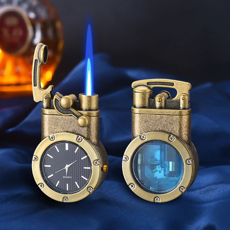 Retro Rocker Arm Inflatable Butane Lighter With Clock - Image 12