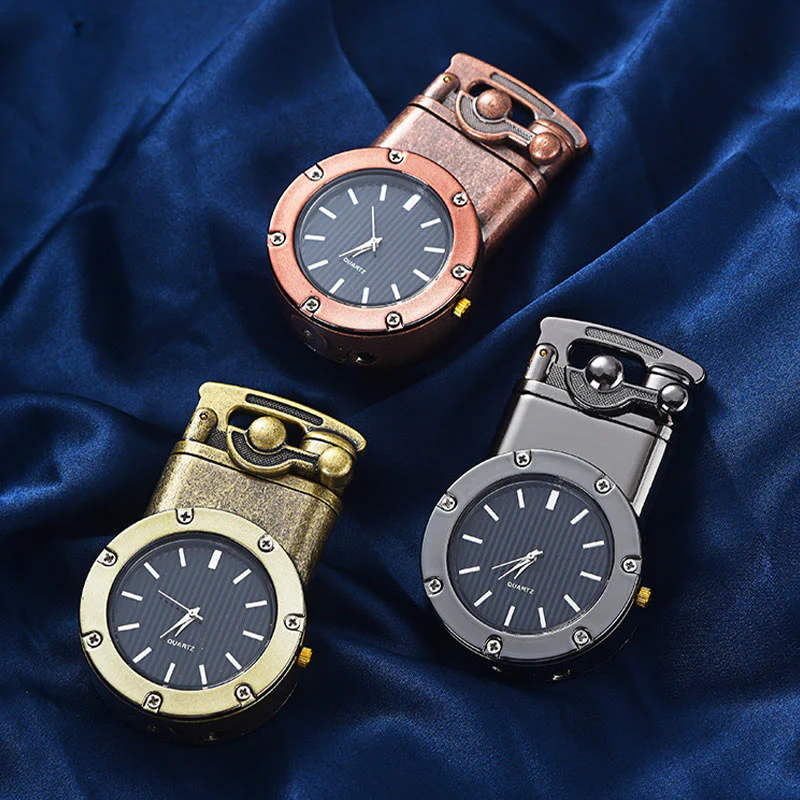Retro Rocker Arm Inflatable Butane Lighter With Clock - Image 7