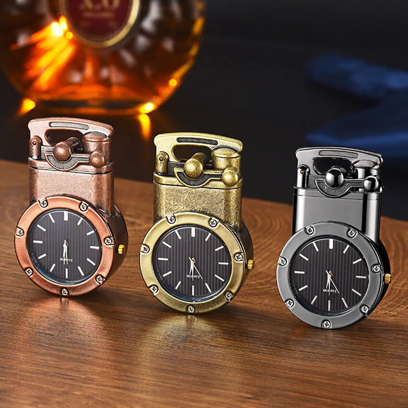 Retro Rocker Arm Inflatable Butane Lighter With Clock - Image 8