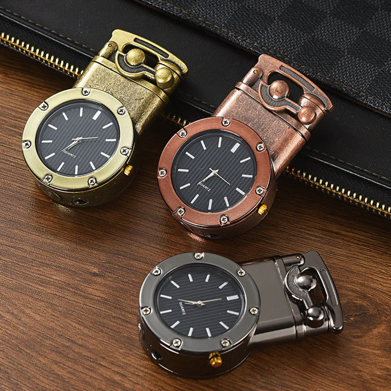 Retro Rocker Arm Inflatable Butane Lighter With Clock - Image 9