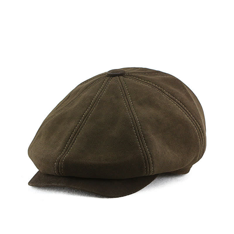 Retro Round Fine Texture Suede Newsboy Beret Hat - Image 7
