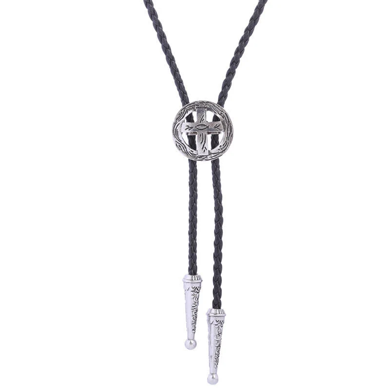 Retro Shirt Accessories Circle Cross Bolo Tie - Image 6