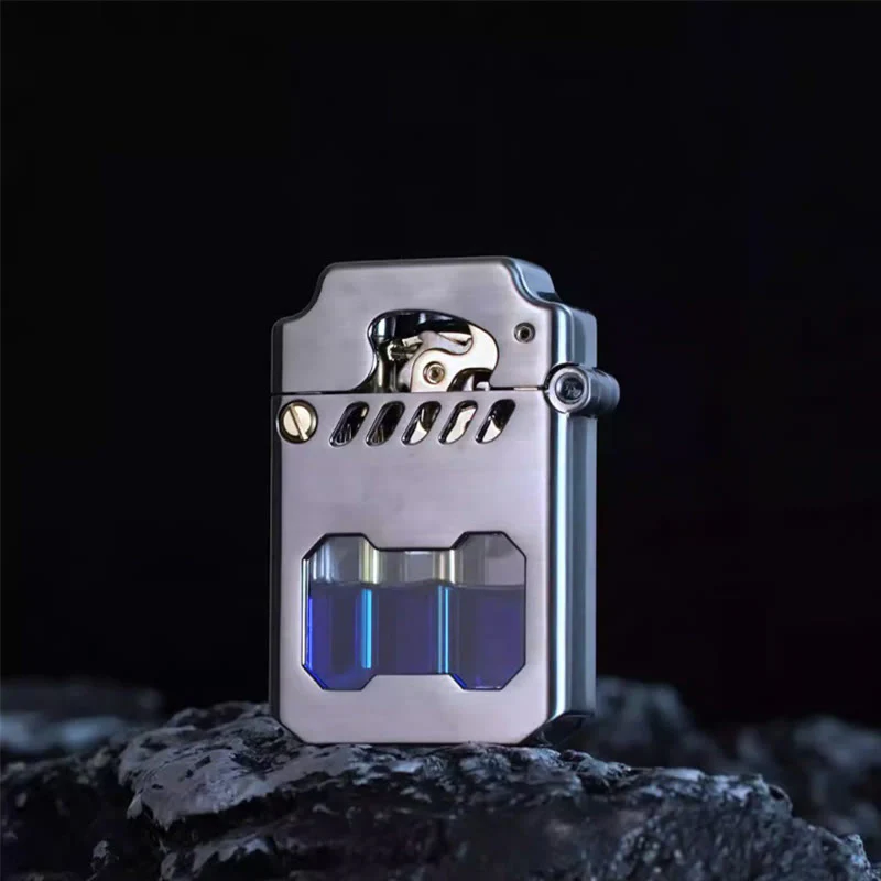 Retro Transparent Oil Tank Rocker arm Ignition Refillable Kerosene Lighter - Image 2
