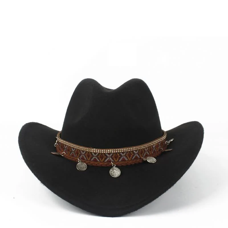 Retro Wide Brimmed Braided Rope Band Cowboy Hat - Image 6