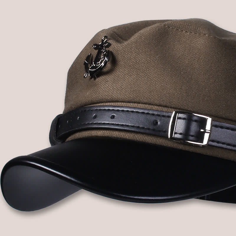 Retro Woolen Duckbill Brim Nautical Anchor Beret Hat - Image 5