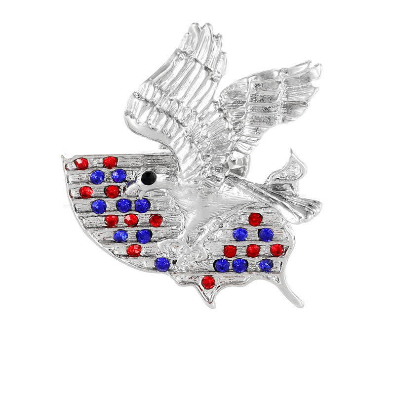 Rhinestone Eagle American Flag Patriotic Brooch - Image 10