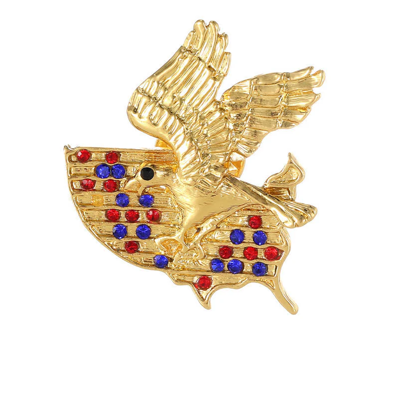 Rhinestone Eagle American Flag Patriotic Brooch - Image 13