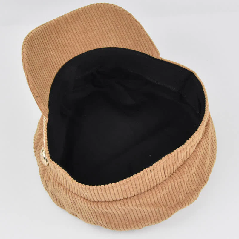 Ribbed Corduroy Braided Rope Band Sailor Style Beret Hat - Image 3