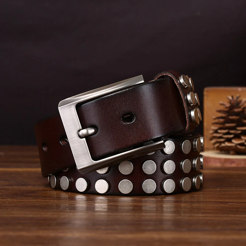 Bold High-Quality Rivet-Adorned Buckle Leather Belt - Image 6
