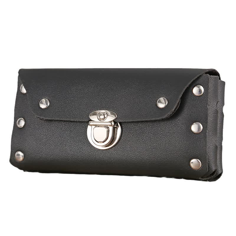 Rivet Decor Button Universal Phone Leather Belt Bag - Image 3