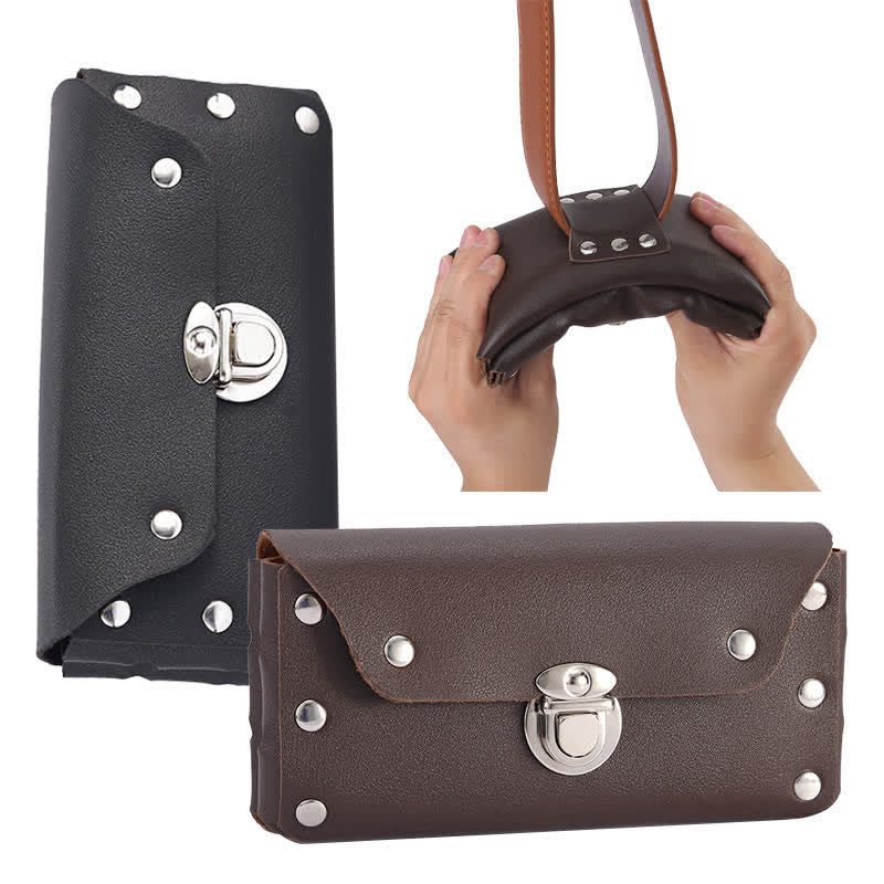 Rivet Decor Button Universal Phone Leather Belt Bag - Image 5