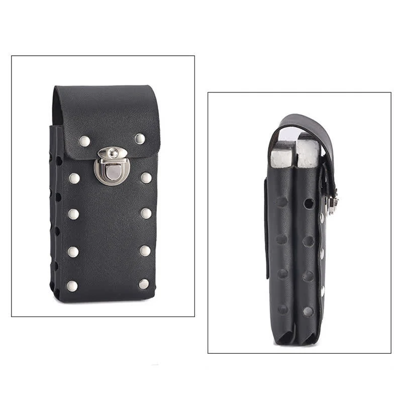 Rivet Decor Button Universal Phone Leather Belt Bag - Image 9