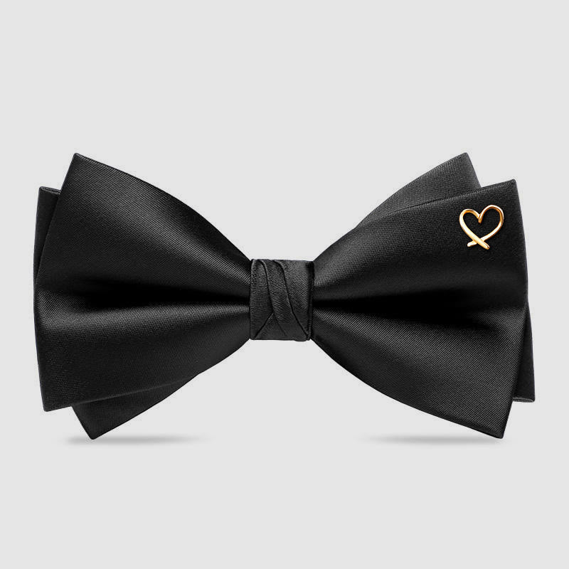 Romantic Formal Golden Heart Accents Bow Tie - Image 5