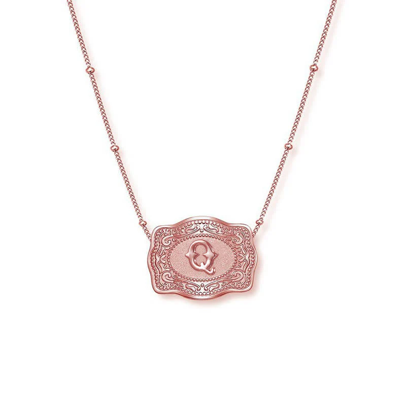 Rose Gold Mini Embossed Initial Letter Necklace - Image 17