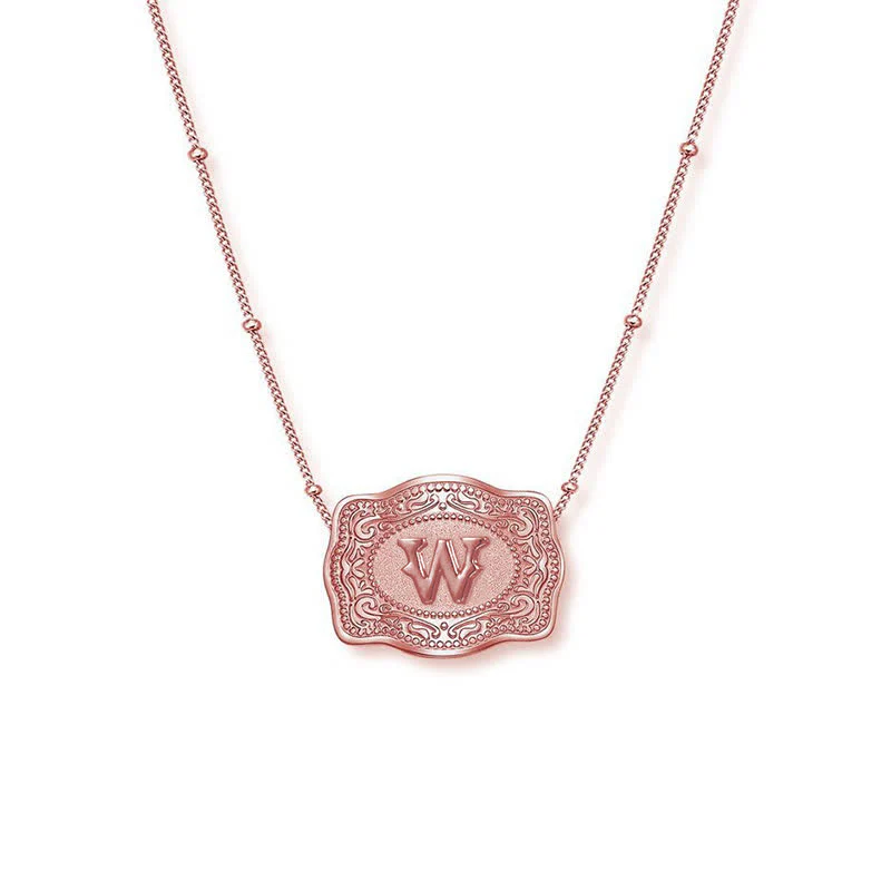 Rose Gold Mini Embossed Initial Letter Necklace - Image 23