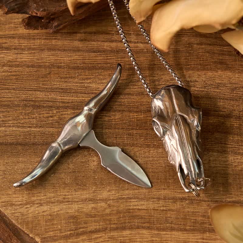 Rose Theme DIY Hidden Knife Belt Buckle Longhorn Bull Pendant Bundle Set - Image 3