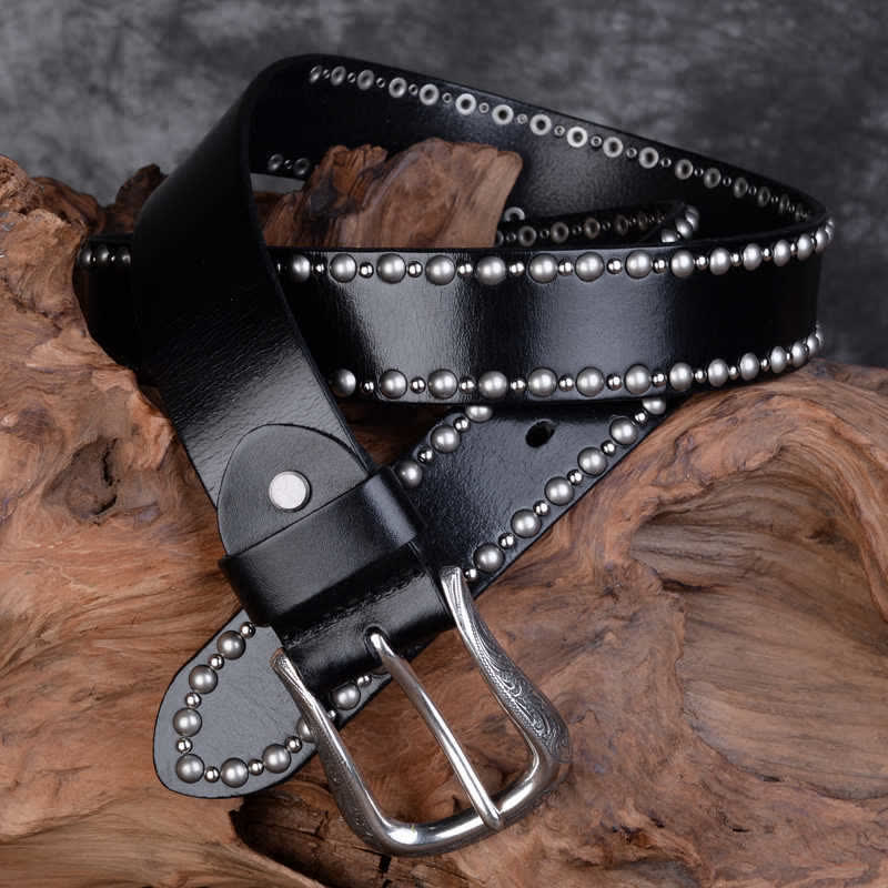 Round Rivets Studded Gothic Clothing Accessories Leather Belt - Image 4