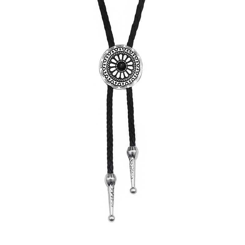 Round Turquoise Stone Centerpiece Bolo Tie - Image 11
