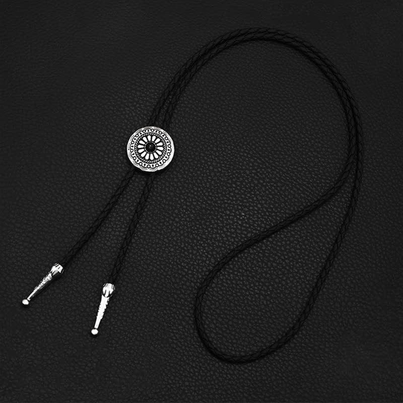 Round Turquoise Stone Centerpiece Bolo Tie - Image 12