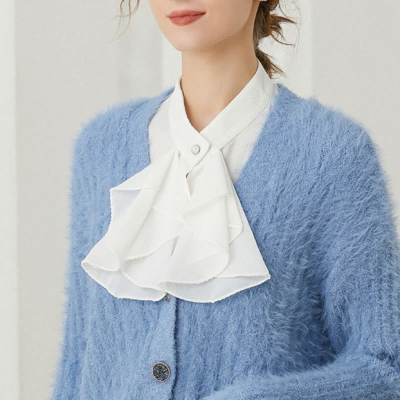 Ruffled Bowknot Fake Collar Detachable Half Shirt Accessory - Image 4