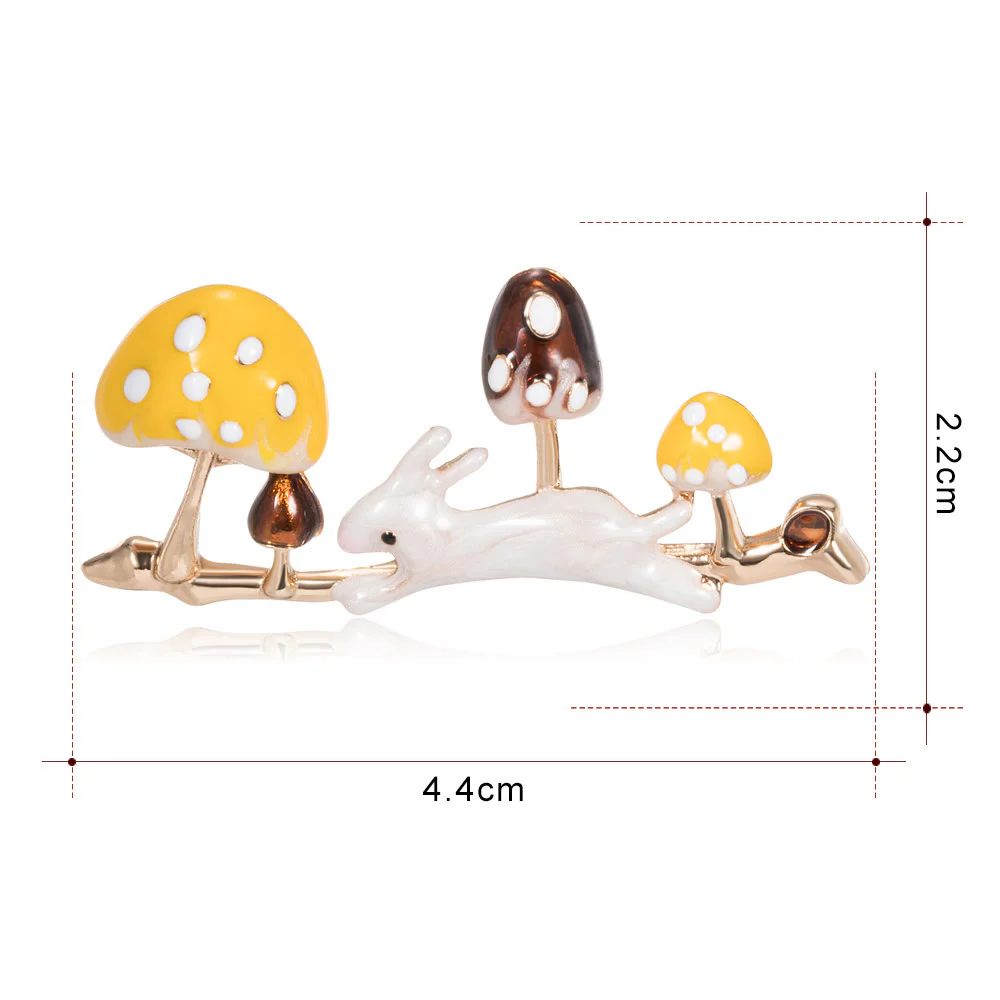 Running Rabbit And Mushroom Brooch Cute Shirt Accessories - Image 5