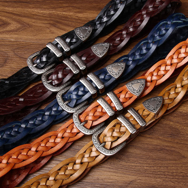 Rustic Charm Handwoven Braided Casual Leather Belt - Image 2