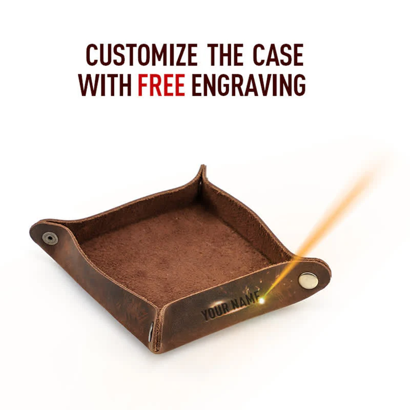 Rustic Genuine Leather Custom Name Foldable Valet Tray - Image 11