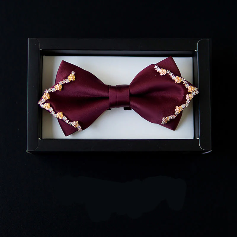 Shining Gilded Rose Edge Double Layers Bow Tie - Image 4