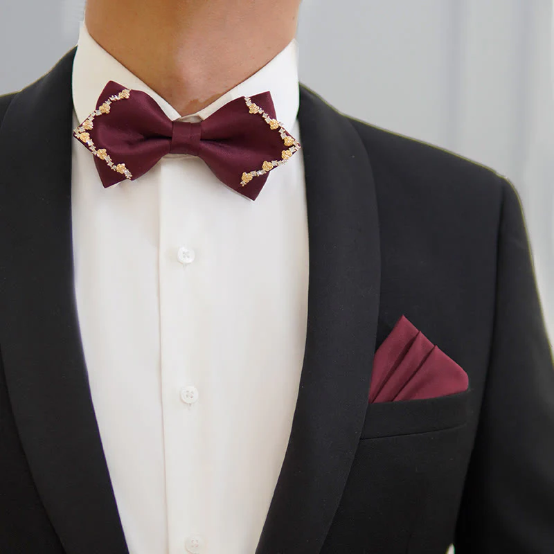 Shining Gilded Rose Edge Double Layers Bow Tie - Image 9