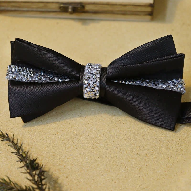 Shining Rhinestone Black Velvet Bow Ties Bundle Set - Image 5