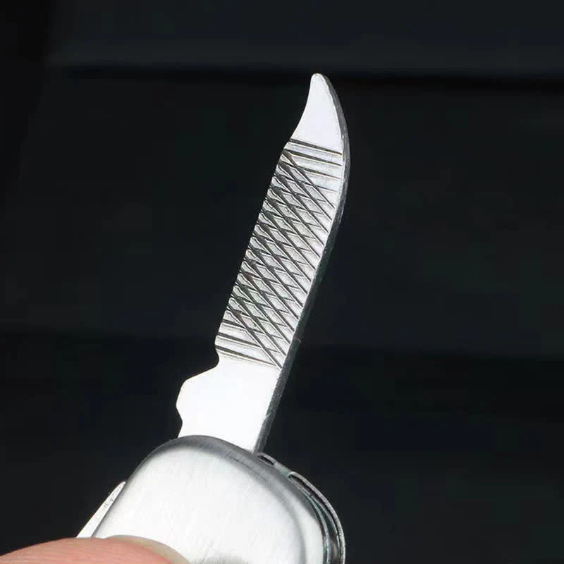 Silver Compact Folding Knife Keychain With Bottle Opener - Image 4