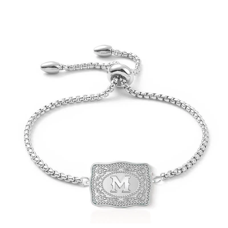 Silver Mini Embossed Initial Letter Bracelet - Image 13