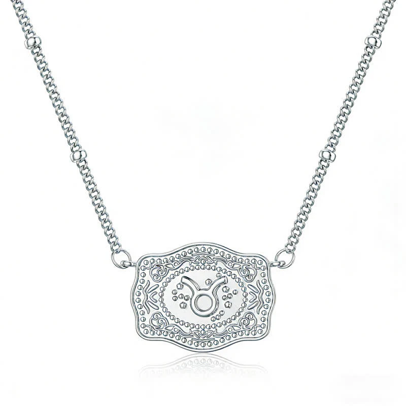 Silver Mini Embossed Twelve Zodiac Signs Necklace - Image 12