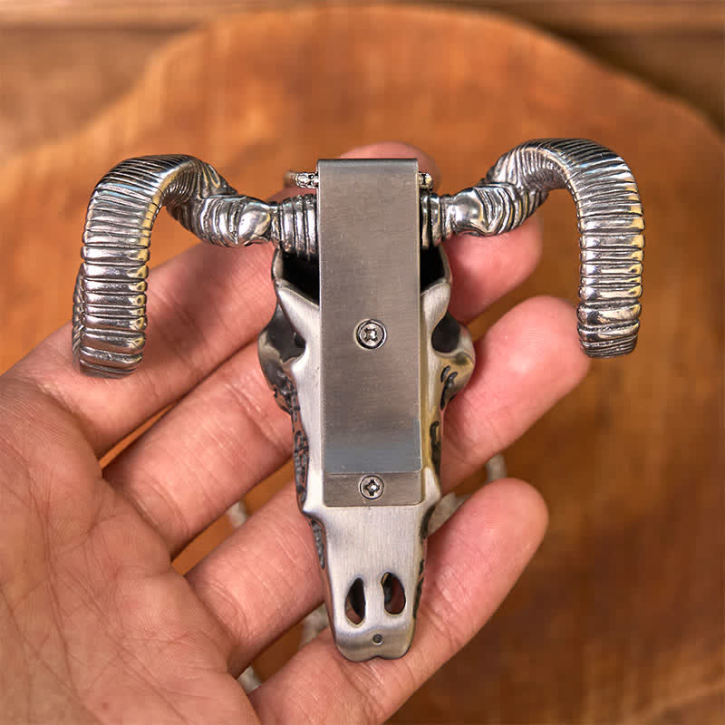 Silver Skull Sheep D2 Stainless Steel  Knife Pendant Belt Buckle (Pre-Sale) - Image 6