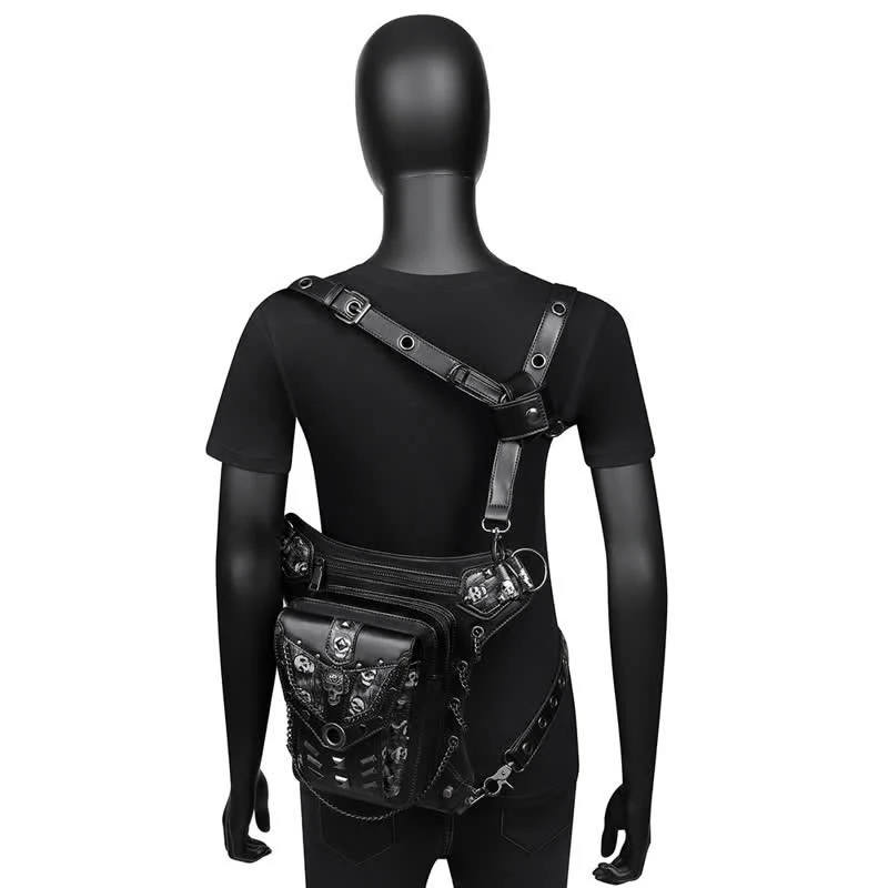 Skull Studs Decoration Steampunk Chain Waist Leg Bag - Image 11