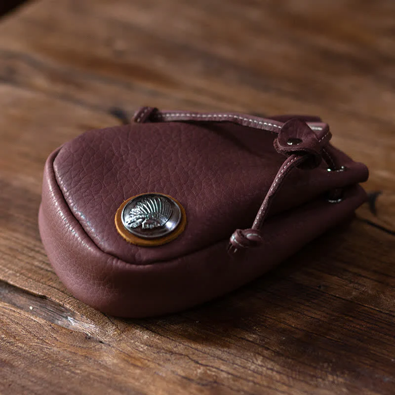 Small Wallet Coin Purse Drawstring Leather Belt Bag - Image 17