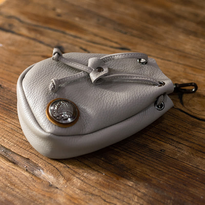 Small Wallet Coin Purse Drawstring Leather Belt Bag - Image 20